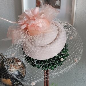 Powder Pink Fascinator with Veil